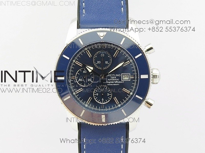 Super Ocean 1884 Heritage Blue Ceramic Bezel SS Blue Dial on A7750