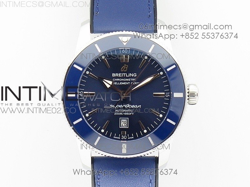 Super Ocean Heritage Blue Ceramic Bezel SS Blue Dial on Blue Gummy Strap A2824