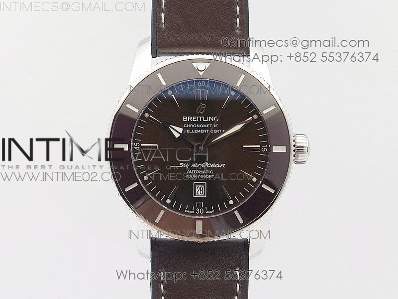Super Ocean Heritage Brown Ceramic Bezel SS Brown Dial on Brown Gummy Strap A2824