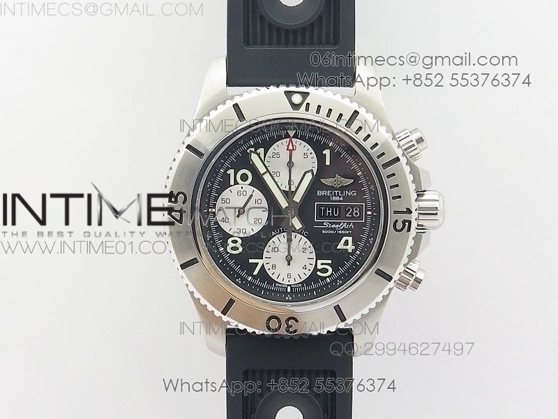 SuperOcan SteelFish SS Black Dial on Black Rubber Strap A7750