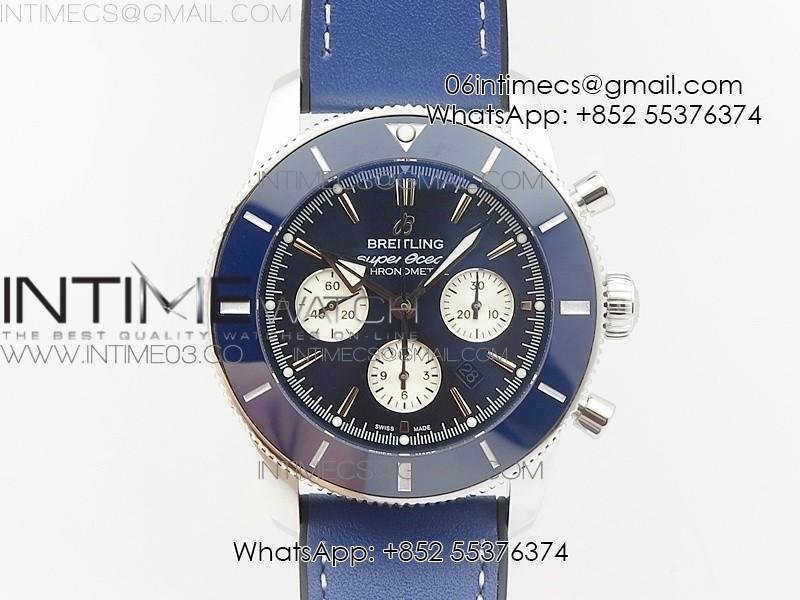 SuperOcean 46mm Blue Ceramic Bezel Blue Dial on Gummy strap / Bracelet A7750
