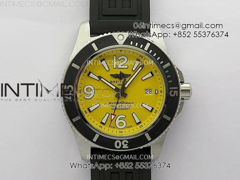 SuperOcean Automatic 44mm TF 1:1 Best Edition Yellow Dial on Black Rubber Strap A2824