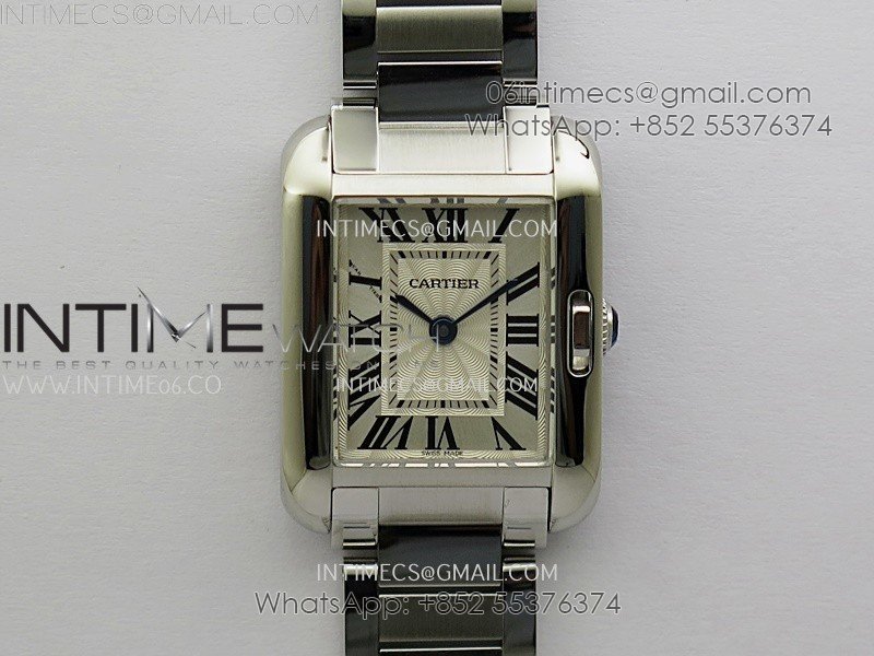 Tank Anglaise 30mm SS 8848F 1:1 Best Edition White Dial Roman Marker on SS Bracelet Ronda Quartz