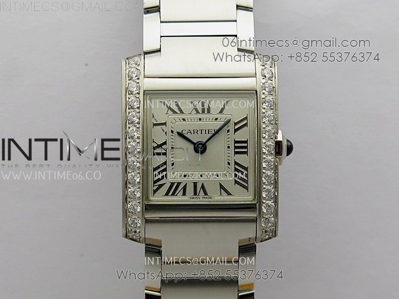 Tank Francaise Ladies 21.2mm Diamond Bezel SS 8848F 1:1 Best Edition Silver Dial on SS Bracelet Ronda Quartz V2