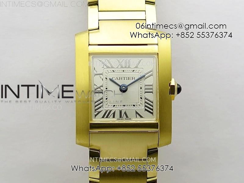 Tank Francaise Ladies 21.2mm YG 8848F 1:1 Best Edition Silver Dial on YG Bracelet Ronda Quartz