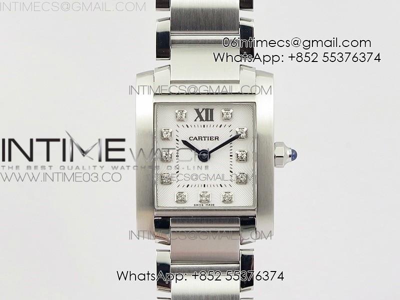 Tank Francaise Ladies 25mm SS 8848F 1:1 Best Edition White Dial Diamond Markers on SS Bracelet Ronda Quartz
