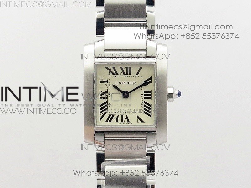 Tank Francaise Ladies 25mm SS 8848F 1:1 Best Edition White Dial on SS Bracelet Ronda Quartz