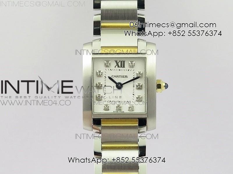 Tank Francaise Ladies 25mm SS/YG 8848F 1:1 Best Edition White Diamond Dial on SS/YG Bracelet Ronda Quartz
