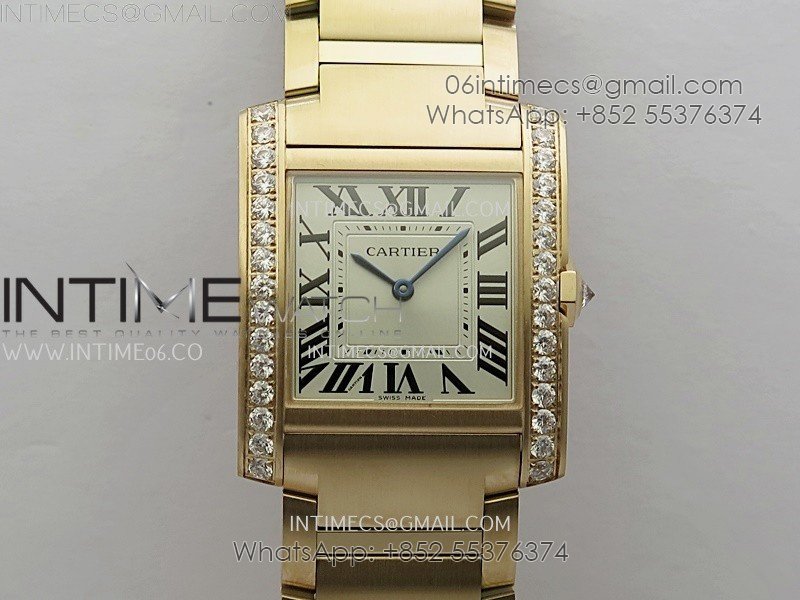 Tank Francaise Ladies 27mm Diamond Bezel RG 8848F 1:1 Best Edition Silver Dial on RG Bracelet Ronda Quartz V2