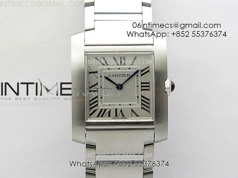 Tank Francaise Ladies 27mm SS 8848F 1:1 Best Edition Silver Dial on SS Bracelet Ronda Quartz