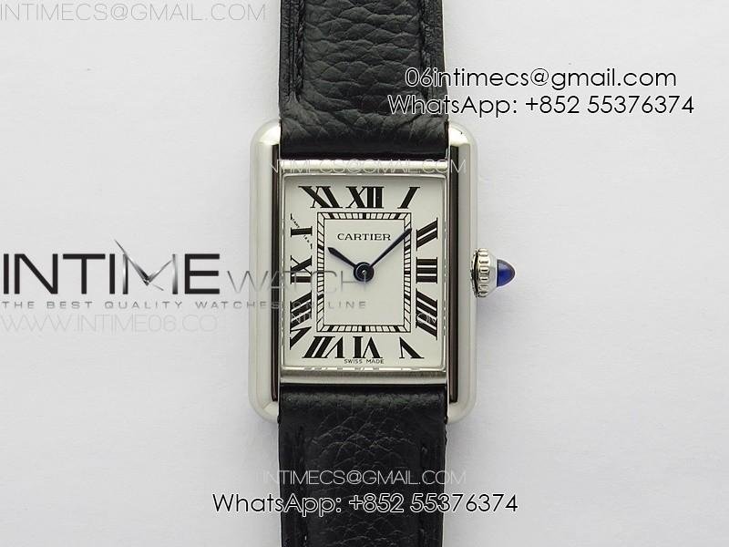 Tank Louis Ladies 22mm SS 8848F 1:1 Best Edition White Dial on Black Leather Strap Ronda Quartz
