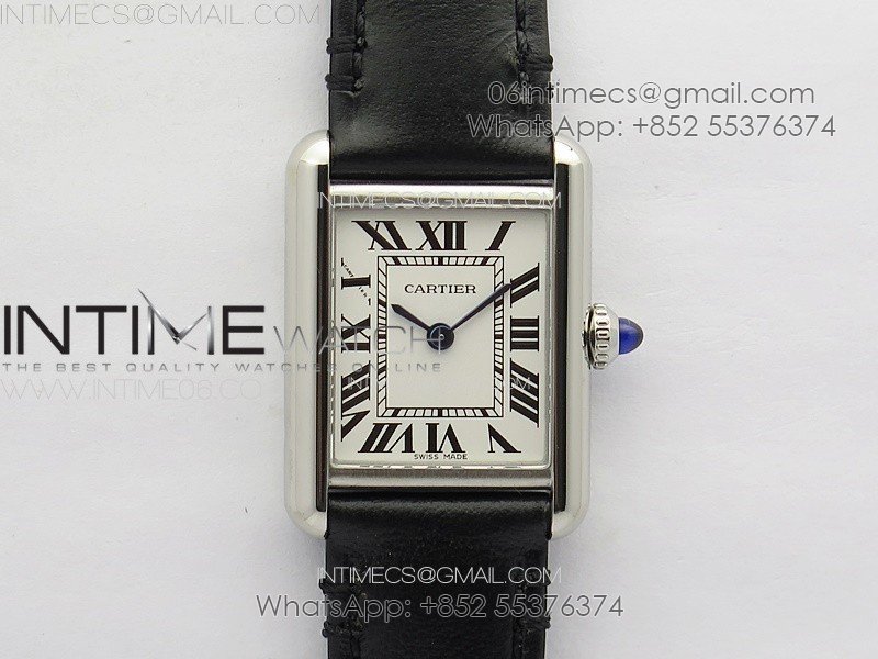 Tank Louis Ladies 22mm SS 8848F 1:1 Best Edition White Dial on Black Leather Strap Ronda Quartz